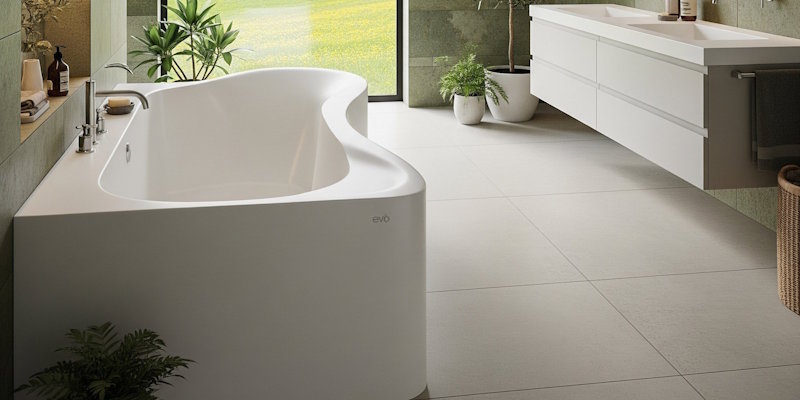 Close-up of solid surface bath material